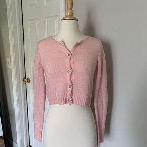 Pink Wool Cropped Cardigan